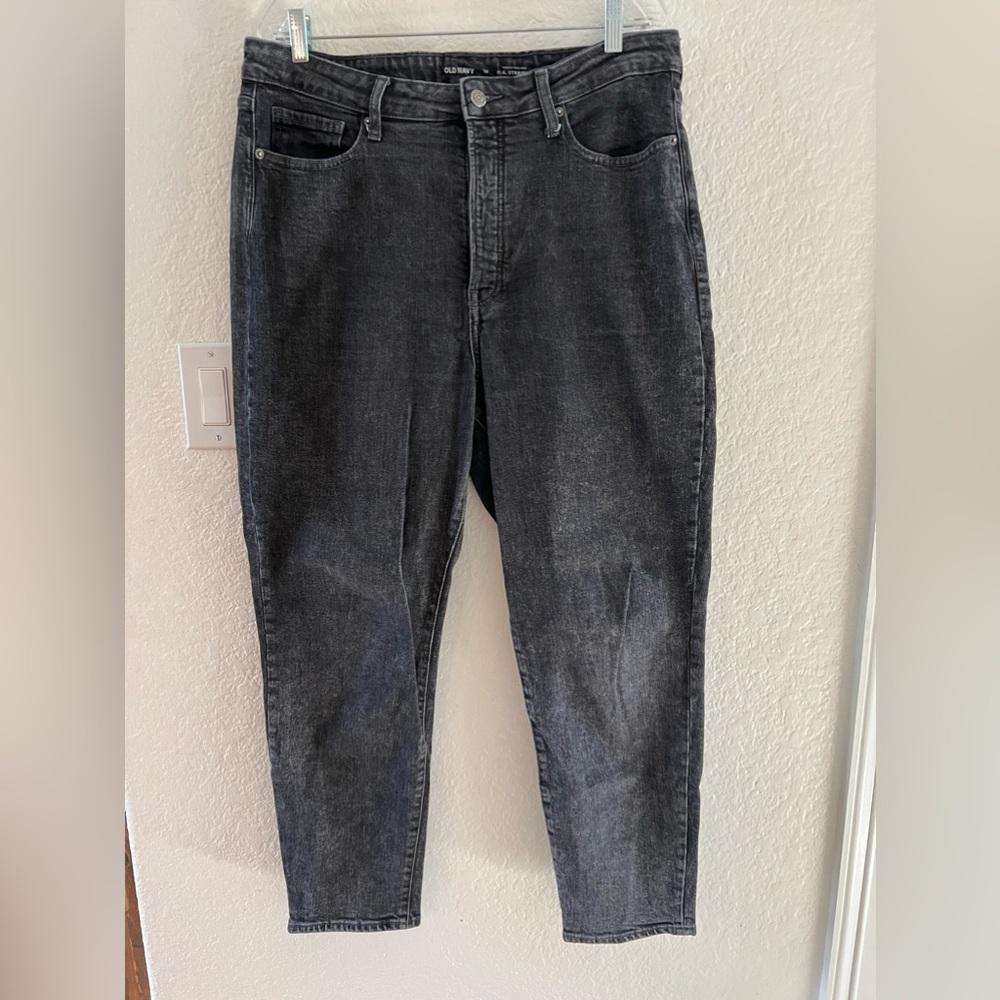 Women’s High Rise Jeans, Old Navy, Dark Grey, Button Down,Size 14